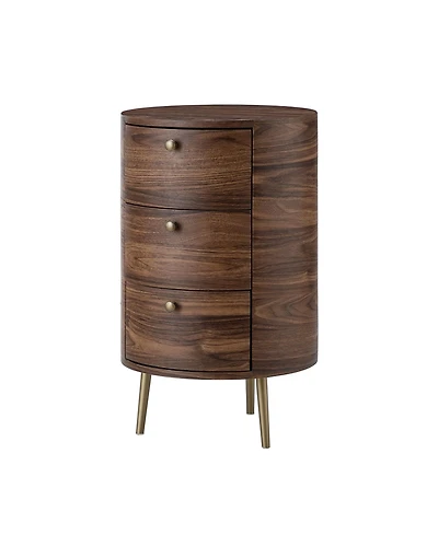 Hulala Home Cavinato Contemporary 26'' Tall Drum 3 - Drawer End Table with Metal Legs