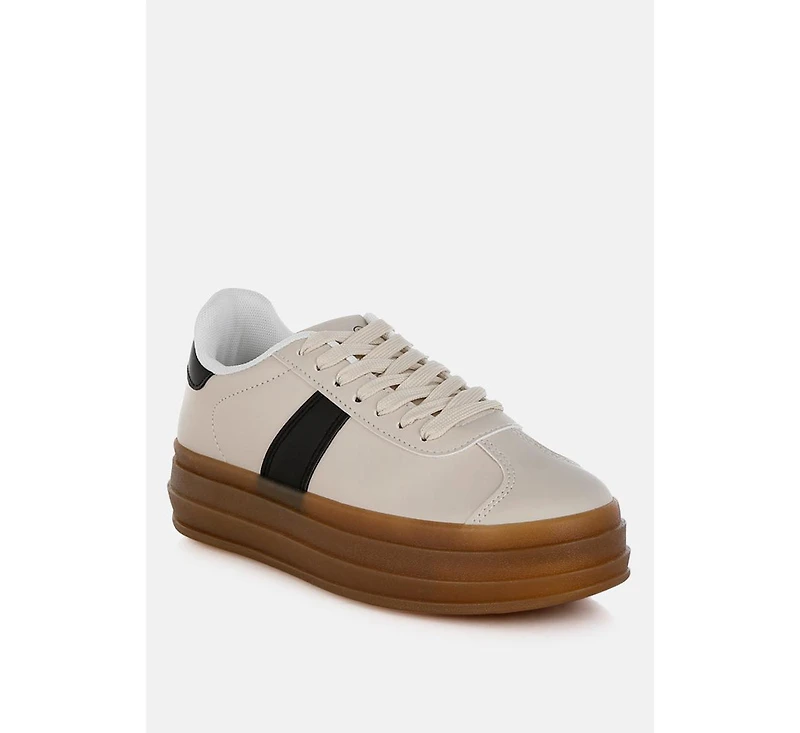 Knockout Faux Leather Lace-Up Sneakers Women