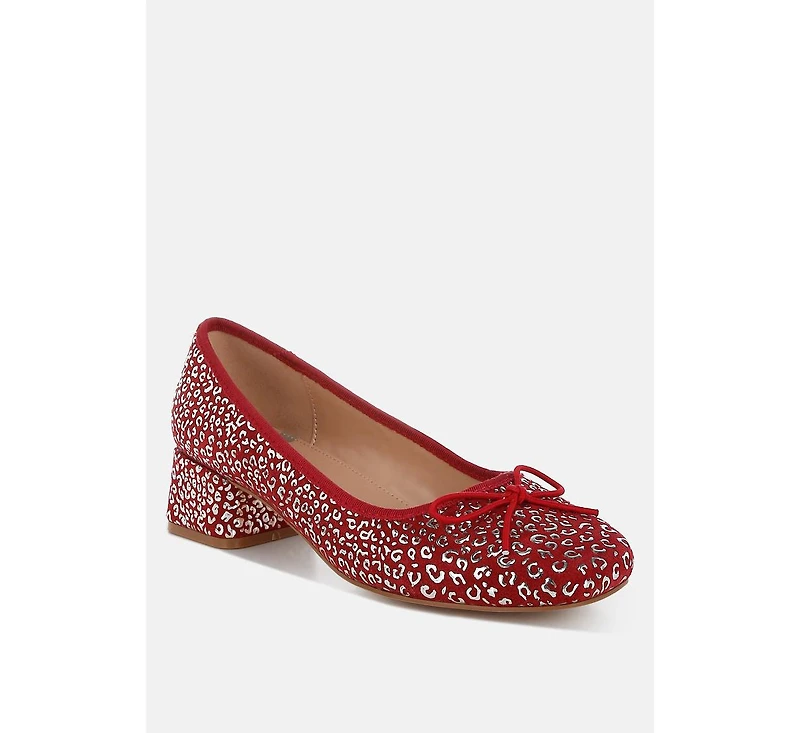 Ningen Leopard Print Block Heel Ballerinas