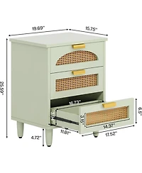 Tribesigns 3-Drawer Rattan Night Stand Side Table, Accent Bedside Tables End Table for Bedroom and Small Spaces, Easy Assembly (1)