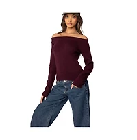 Edikted Womens Elona Off Shoulder Knit Top