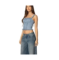 Edikted Womens Juliet Ruched Lace Up Corset