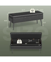 gaomon 47.7'' Mid-century Modern Upholstered Storage Bench with Solid Wood Legs