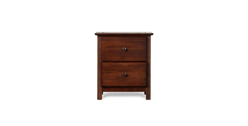 Solid Wood Nightstand with 2 Drawers – Farmhouse Style Bedroom Storage Table Rustic Finish