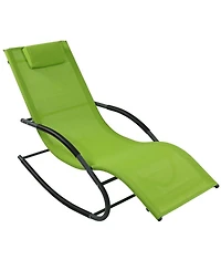 Slickblue Modern Rocking Chaise Lounger Patio Chair with Pillow for Outdoor Relaxation