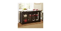 Slickblue Espresso Sideboard Buffet Dining Kitchen Cabinet with 2 Glass Sliding Doors