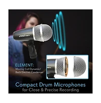Pyle 7-Piece Wired Drum Microphone Kit with Carry Case & Mounting Accessories