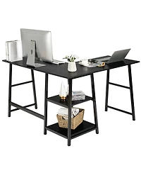 Gouun L-Shaped Corner Computer Desk with Spacious Desktop and Storage Shelves