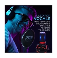 Pyle Usb Computer Microphone Kit with Shock Mount, Pop Filter, and Desktop Stand for Streaming and Recording