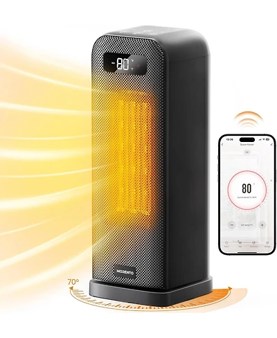 Morento Smart Space Heater, 1500W Electric Heater with Wi-Fi & Voice Control, Portable Heaters with Thermostat for Indoor Use, 12H Timer