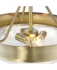 Regency Hill Carmine 13" Modern Semi Flush-Mount Ceiling Light Fixture Kitchen Foyer Hallway Round Brass Finish Glass Bedroom