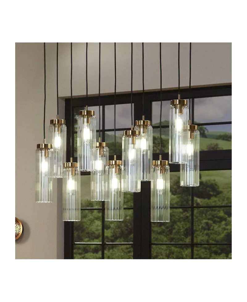 Possini Euro Design Marika 32" Modern Pendant Chandelier Ceiling Light Fixture Dining Room Over Table Kitchen Island Multi-Light Soft Gold Finish