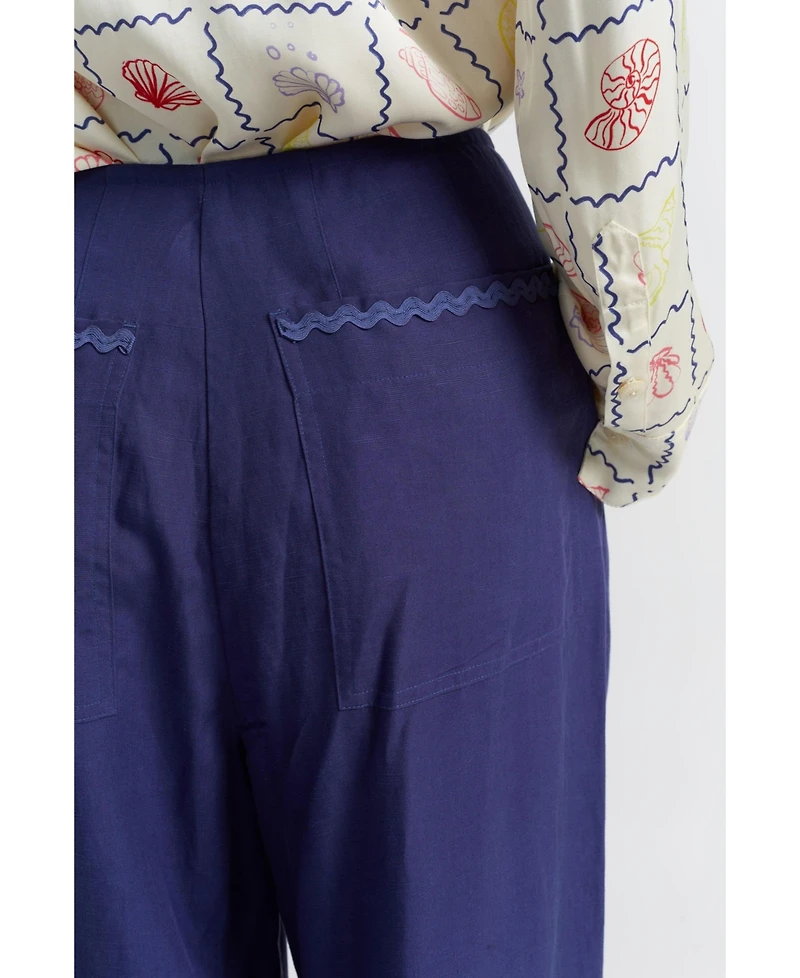 Chinti & Parker Women's Linen Blend Wide Leg Trousers