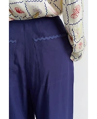 Chinti & Parker Women's Linen Blend Wide Leg Trousers
