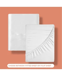 Night Satin Washable Flat Sheet, White, Queen