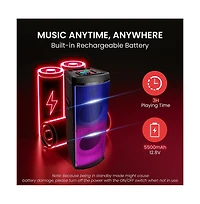Pyle Dual 12" Bluetooth Portable Pa Party Speaker with Led Lights, Rechargeable Battery & Fm Radio
