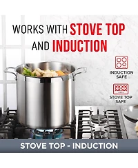 Bakken-Swiss 12-Quart Brushed Stainless Steel Stockpot with Lid – Heavy-Duty Induction Pot with Riveted Handles – Ideal for Soup, Seafoo
