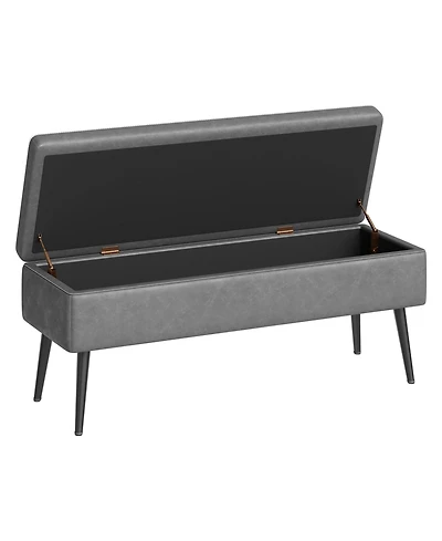 gaomon 47.7'' Mid-century Modern Upholstered Storage Bench with Solid Wood Legs