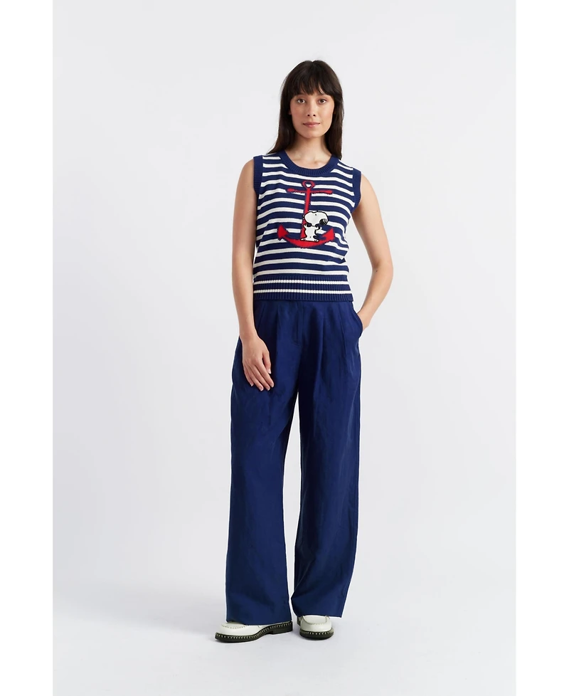 Chinti & Parker Women's Meets Peanuts Embroidered Snoopy Anchor Tank