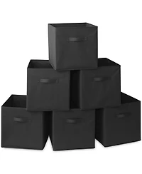 Casafield Set of 6 Fabric Storage Cube Bins, Red - 13" Collapsible Foldable Cloth Baskets for Shelves and Cubby Organizers