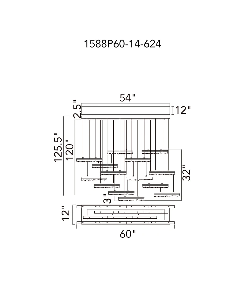 Cwi Lighting 5.5" Metal Stagger Integrated Led Chandelier
