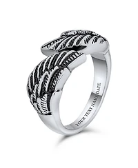 Bling Jewelry Stainless Steel Angel Wing Band Ring Biker Oxidized