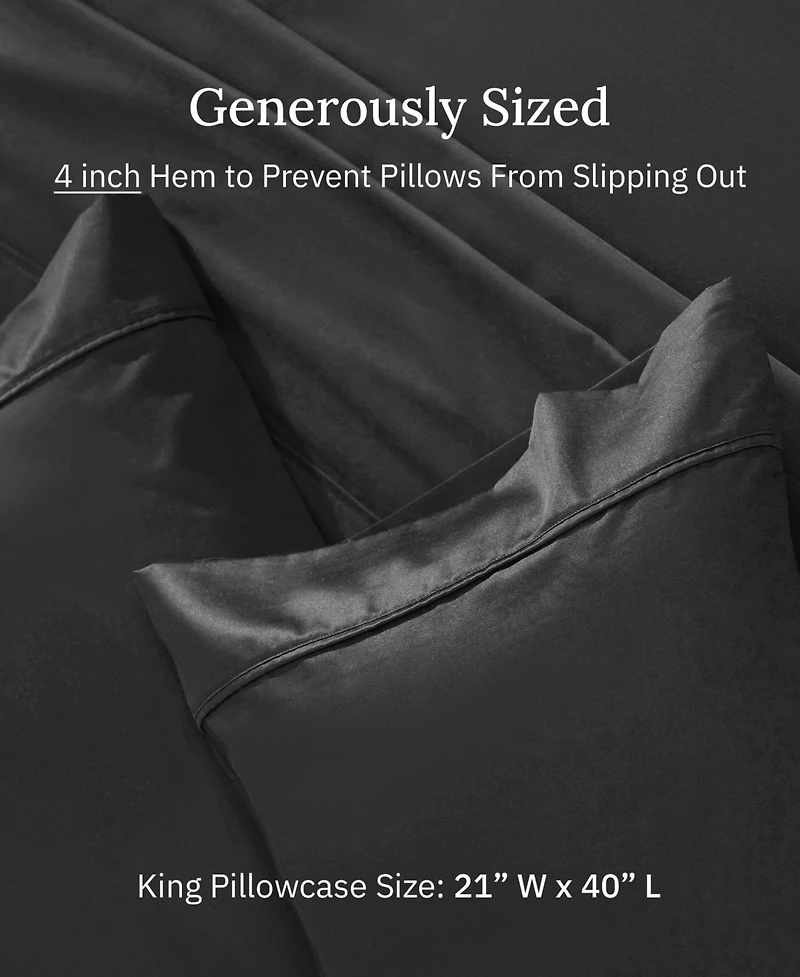 Pillowcase Set - 400 Thread Count, 100% Cotton Sateen, of 2 Pillow Covers, Breathable, Cooling