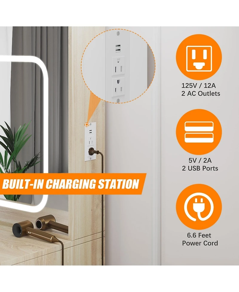 gaomon Bedroom Dresser with Electrical Outlet 4 Drawer Storage Cabinet Dresser