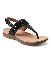 Easy Spirit Women's Monte Woven T-Strap Flat Sandals