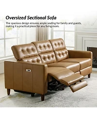 Hulala Home Milo 3-Piece Mid-Century Modern Power Sectional Sofa witn Adjustable Headrests and Tufted Backrest