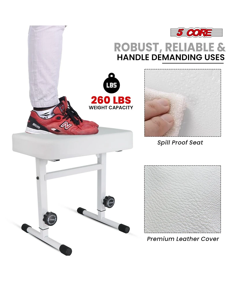5 Core Keyboard Bench Piano Stool Thick Padded Seat Height Adjustable Keyboard Chair