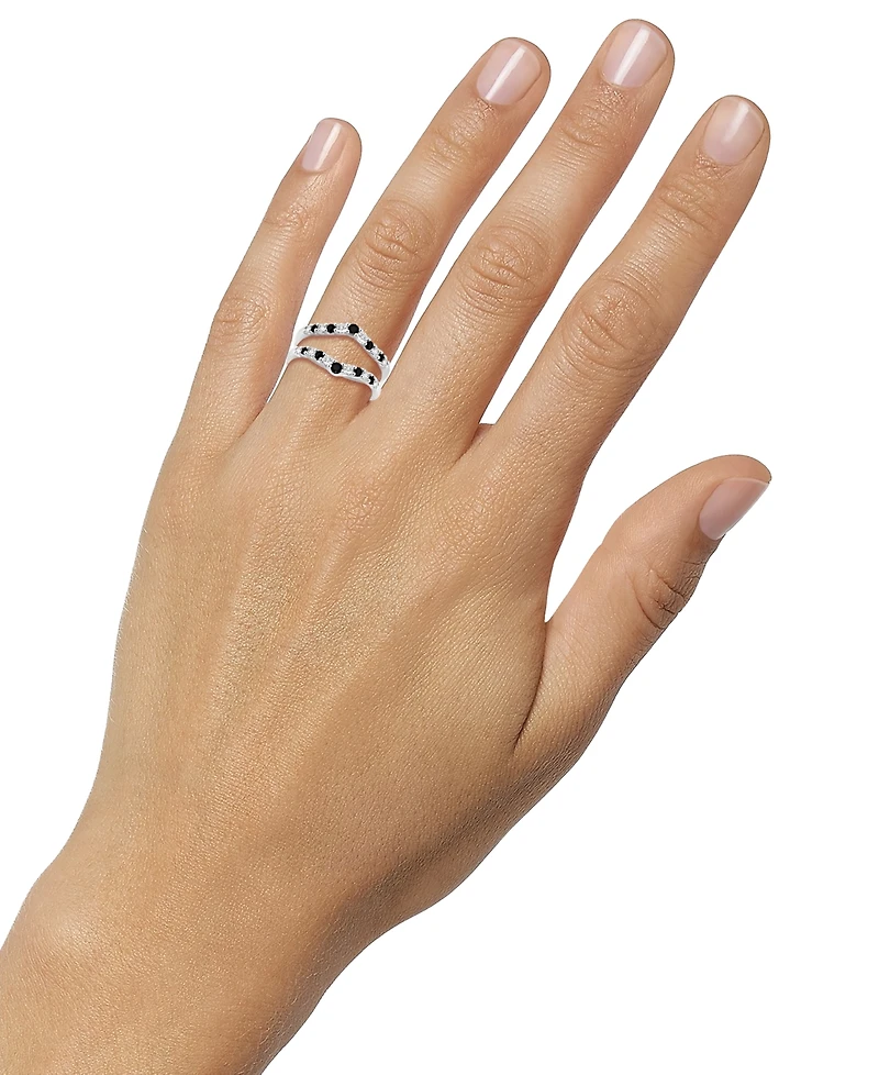 Black Diamond & White Diamond Ring Guard Enhancer (1-1/10 ct. t.w.) in 14k White Gold