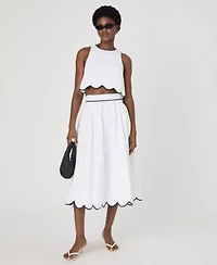 French Connection Womens Alexis Cotton Scalloped Crop Top Alexis Cotton Scallop Midi Skirt