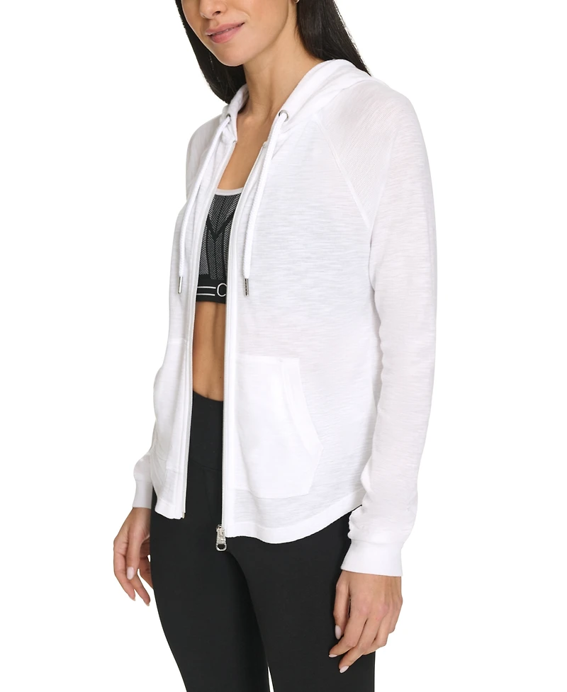 Calvin Klein Performance Ruched-Sleeve Zip Hoodie