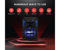 Pyle Bluetooth Pa Speaker & Microphone System - Portable Karaoke Speaker with Led Lights, Fm Radio & MP3/Usb Support