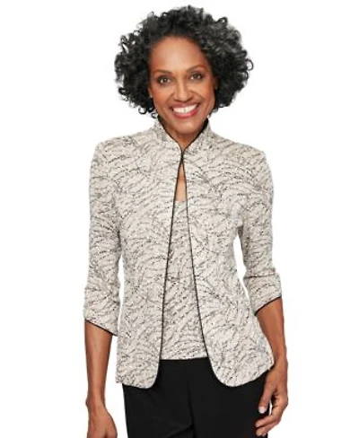 Alex Evenings Printed Jacket Top Set S 3x