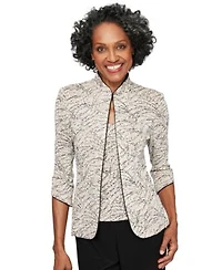 Alex Evenings Printed Jacket Top Set S 3x