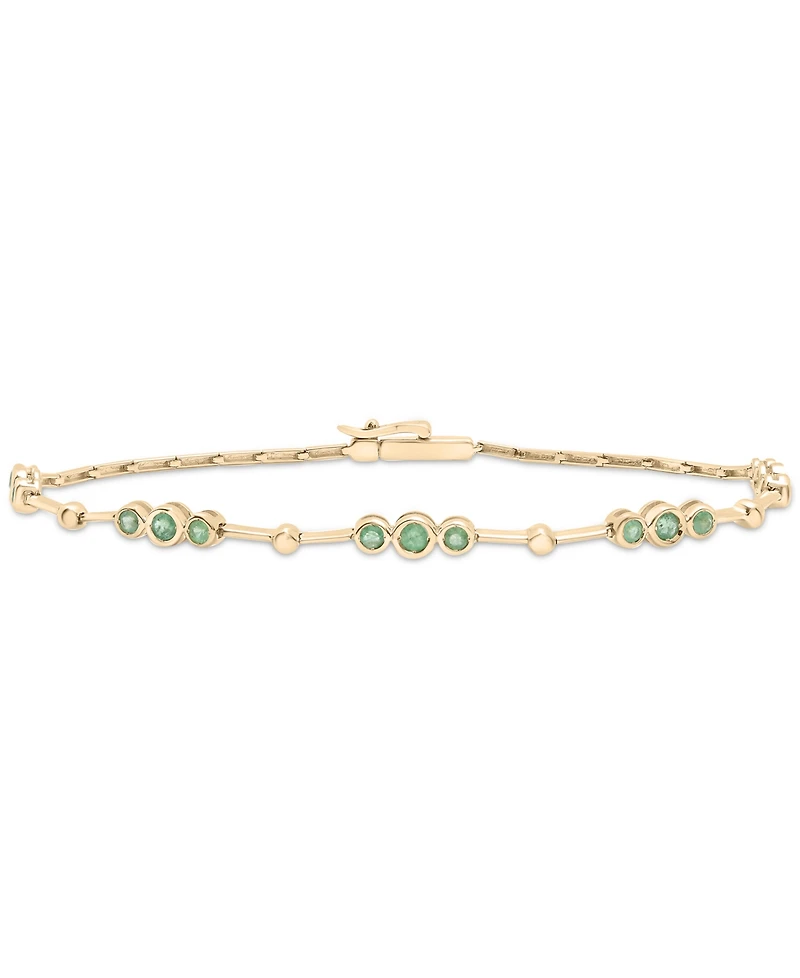 Emerald Bezel Circle Link Chain Bracelet (3/4 ct. t.w.) in 14k Gold