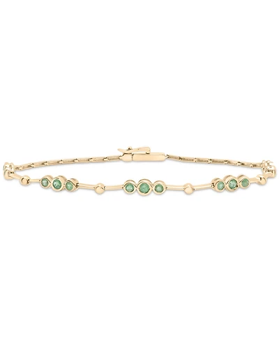 Emerald Bezel Circle Link Chain Bracelet (3/4 ct. t.w.) in 14k Gold