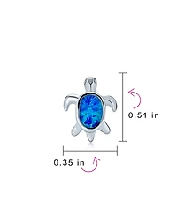 Bling Jewelry Nautical Synthetic Blue Opal Sea Turtle Stud Earrings in Sterling Silver 13MM