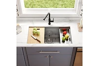DeerValley 33" L Undermount Workstation Single Bowl Stainless Steel Kitchen Sink with Colander, Cutting Board, Strainer and Dish-Drying Rack