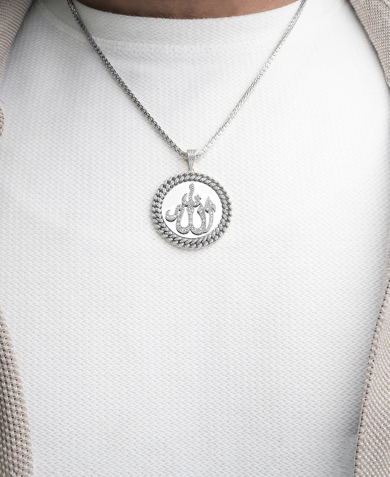 Diamond Allah 22" Pendant Necklace (1/4 ct. t.w.) in Sterling Silver