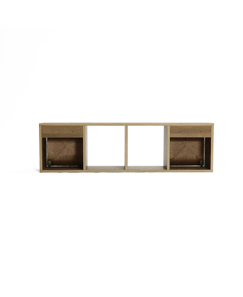 LuxenHome Mid-Century Modern Rope 47.2" Floating Wall Mount 2 Door Cabinet