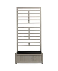 Set of Two Wooden Climbing Planter Box - Raised Garden Bed with Trellis Plant Stand for Outdoor