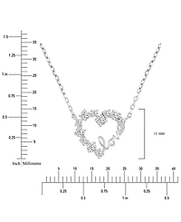 Cubic Zirconia Love Script Heart Pendant Necklace in Sterling Silver 18"