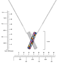 Macy's White and Multi-Color Cubic Zirconia Crisscross Pendant Necklace in Sterling Silver