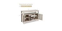 Kitchen Buffet Cabinet with Wine Rack – Wood Storage Sideboard with Open Shelf for Dishes and Bottles