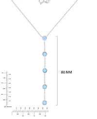 Blue Cubic Zirconia Bezel Lariat 18" Lariat Necklace in Sterling Silver