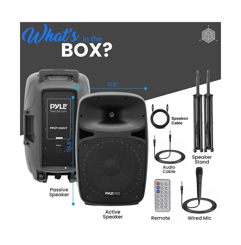Pyle Powerful Wireless Sound 400W Portable Bluetooth Pa Speaker
