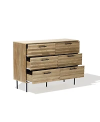 LuxenHome Mid-Century Modern Wave 6-Drawer 47.2-Inch Wide Dresser